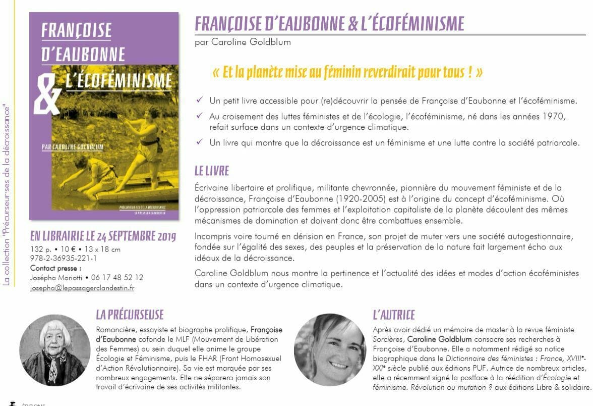 Françoise d&rsquo;Eaubonne et l&rsquo;écoféminisme