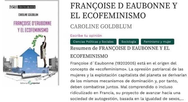 Françoise d&rsquo;Eaubonne y el ecofeminismo
